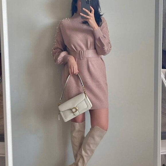 Mini Sweater Dress Pearl with belt - Picture 2 of 4